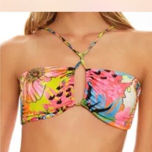 Agua Bendita Multicolor Floral Bikini Top
